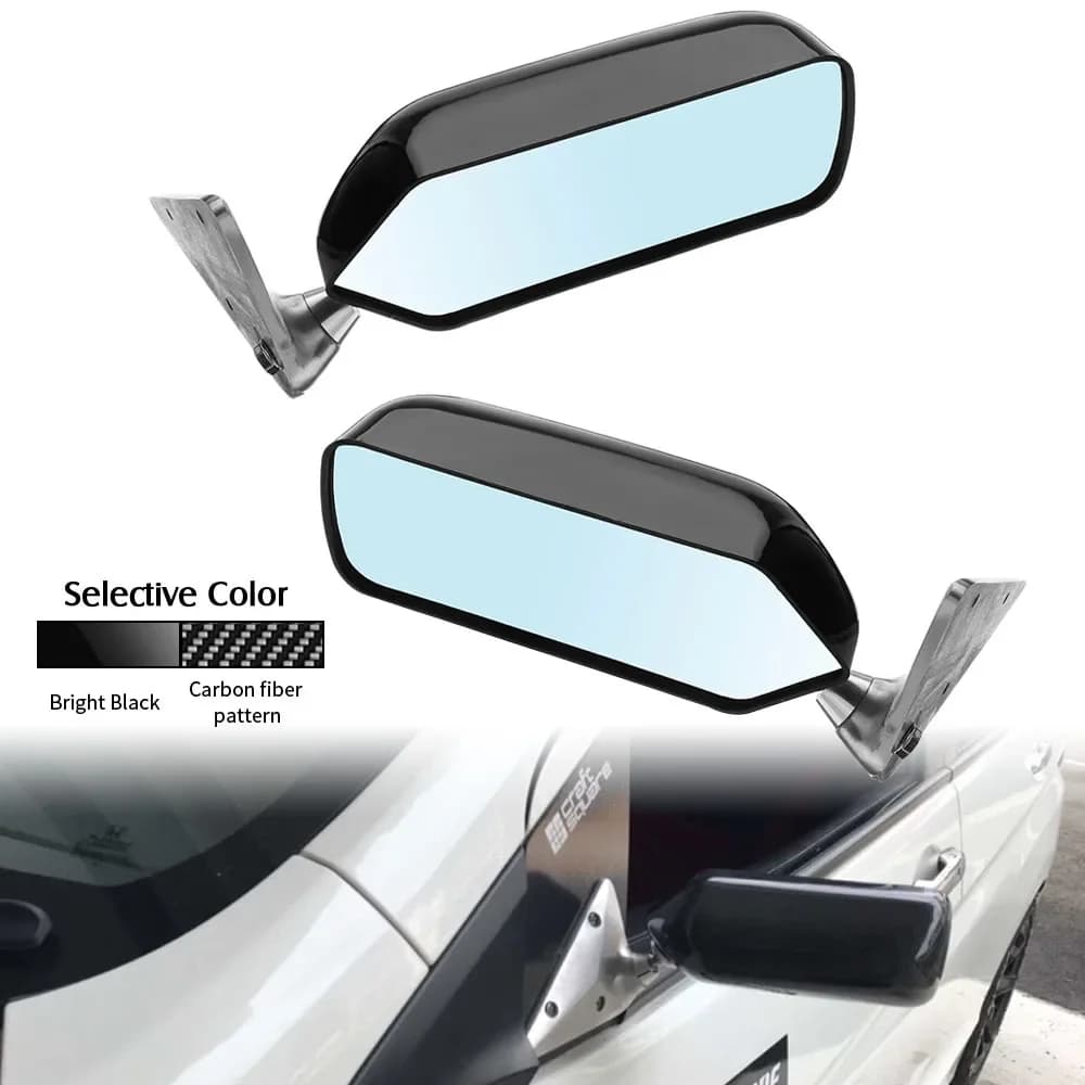 Universal F1 Style Blue Mirror Metal Bracket Side Mirror Set Black New