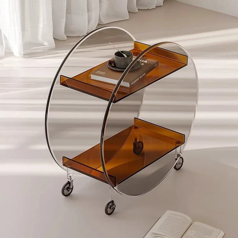 Acrylic trolley, sofa edge, mobile shelves, household coffee table, round dining car