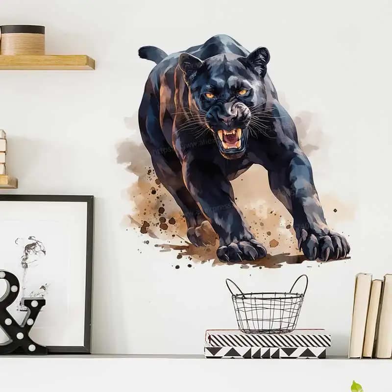 Black Panther Wall Sticker Bedroom Boy Room Background Decoration Mural Animal Home Decor Self-adhesive Decal Stickers S780