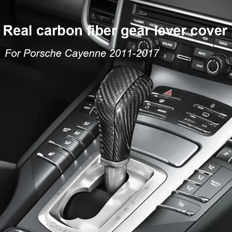 For Porsche Cayenne 92A 2011 2012 2013 2014 2015 2016 2017 Real Carbon Fiber Car Gear Shift Knob Trim Cover Gears Lever Parts