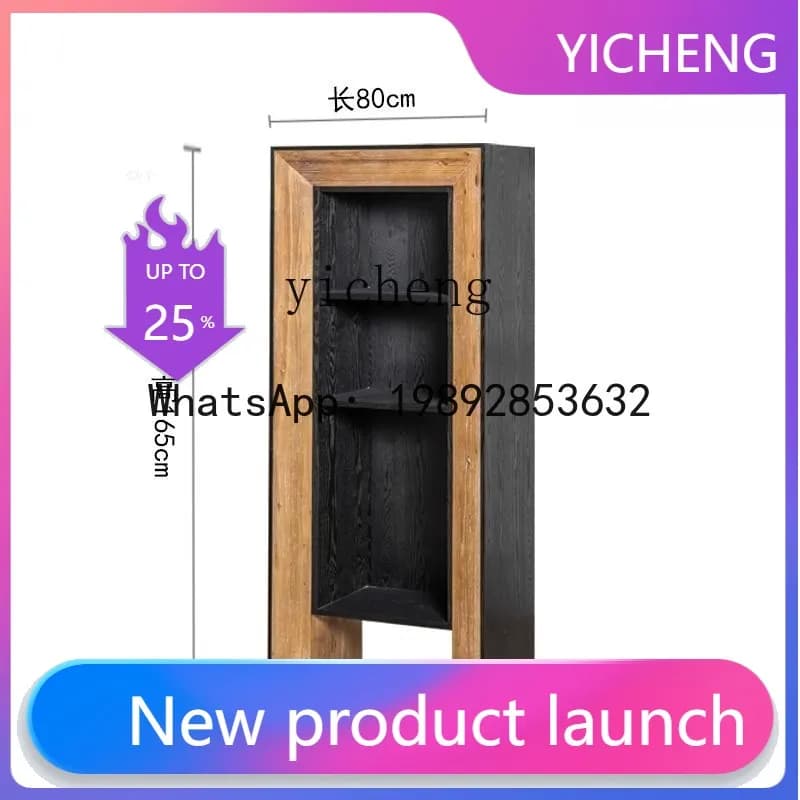H1 Vintage Solid Wood Black Silent Wine Cabinet B & B Living Room Storage Display Cabinet Shelf