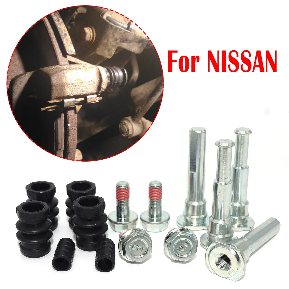 Brake Caliper Cylinder Slider Guide Pin For NISSAN PICK UP PRAIRIE PRIMERA PULSAR For Disc Housing Bolt Rubber Bush Boot Seal