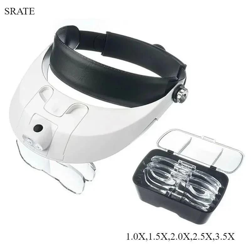 1/1.5/2/2.5/3.5X Lens Headband Magnifier Helping Hands Magnifying Glass with LED Lights Jewelry Loupe Watch Electronic Repair