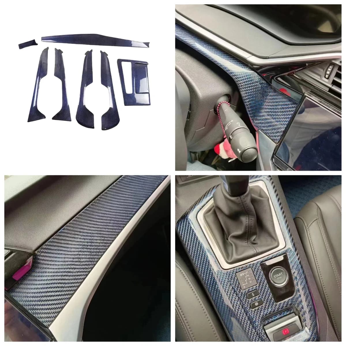 Blue Silver Carbon Fiber Interior Panel Set for A7 OEM Style Brand New