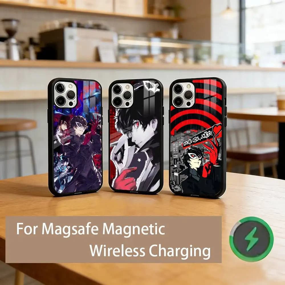 P-Persona 5 R-Ren A-Amamiya J-Joker  Phone Case For iPhone17,16,15,14,13,12,11 Plus,Pro Magnetic For Magsafe Wireless Charging