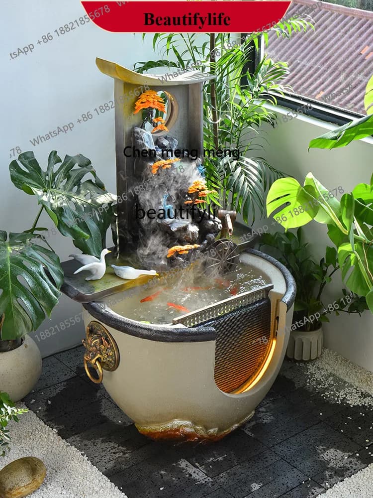 X  Water Tank Ancient Fish Farming Flowing Water Ornaments Circulating Water Landscape Balcony Courtyard Landscape Fish Tank