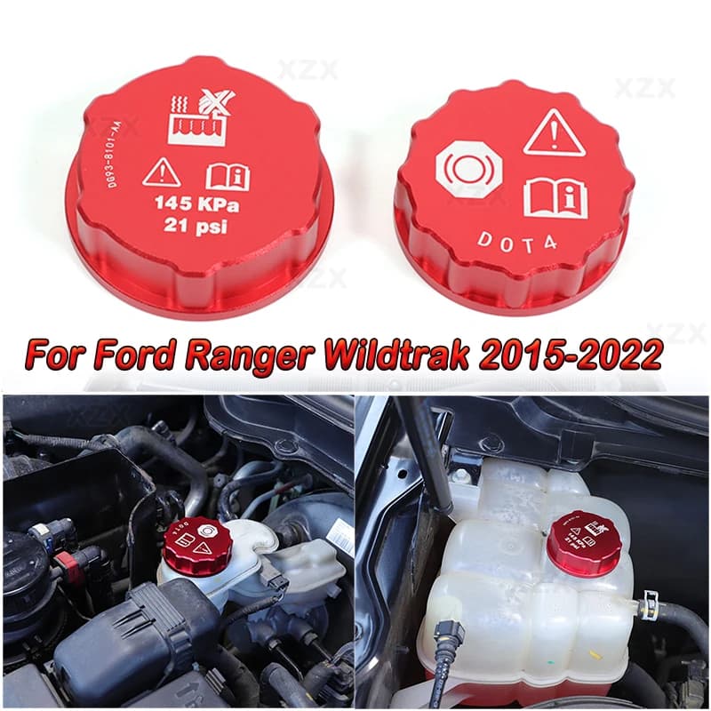 Aluminum Alloy Red For Ford RANGER T6 T7 T8 2015-2022 Car Brake Fluid Reservoir Tank Cap Bottle Lid Cover Car Accessories