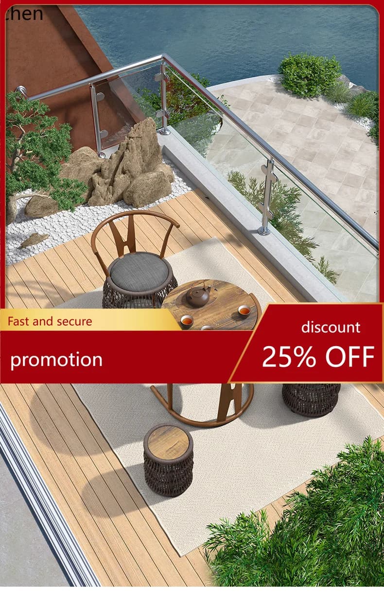 CZ Balcony Tea Table and Chair Set Three-Piece Rattan Chair Vintage Style Round Tea Table Terrace Leisure Area Tea Table