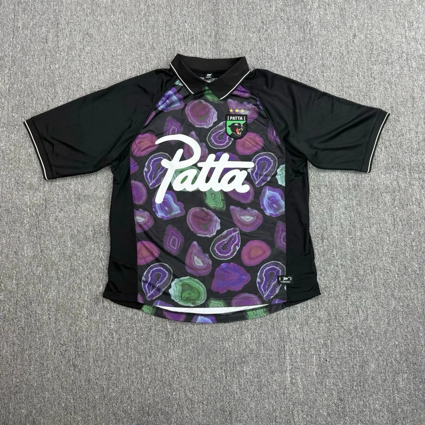 Patta Retro Print Short-Sleeved Polo Shirt with Collar, Quick-Drying Sports Football Suit, Casual and Versatile Trendy T-shirt