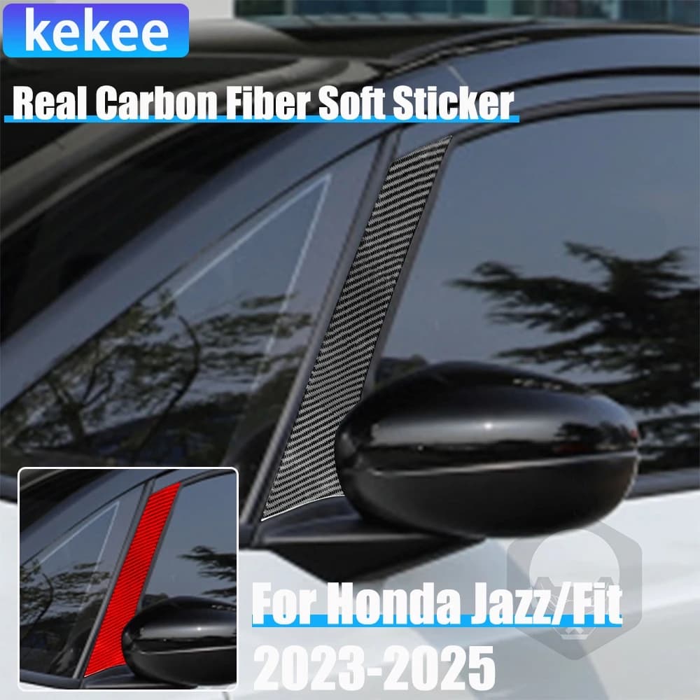 Real Carbon Fiber Car Accessories A-pillar Panel Decorative Trim Cover Soft Sticker For Honda Fit /Jazz GR9 2023 2024 2025