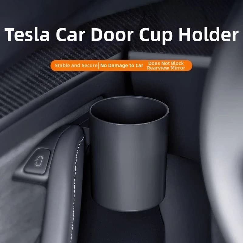 Door Side Water Cup Holder Organizer Tray Handle Storage Box Car Interior Modification Accessories For Model 3 Model Y 2025