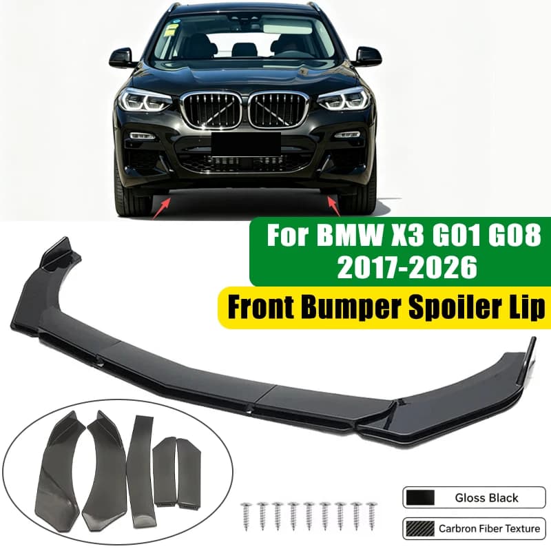 For BMW X3 G01 G08 2017-2026 5Pcs ABS Car Front Bumper Lip Spoiler Splitter Body Kit Canard Tuning Accessories