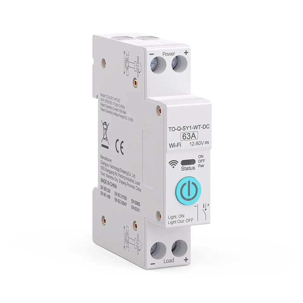 1set Circuit Breaker DC WIFI Switch 12-80V Voltage Range 63A Rated Current Compatible With Voice Assistants Automated Tasks