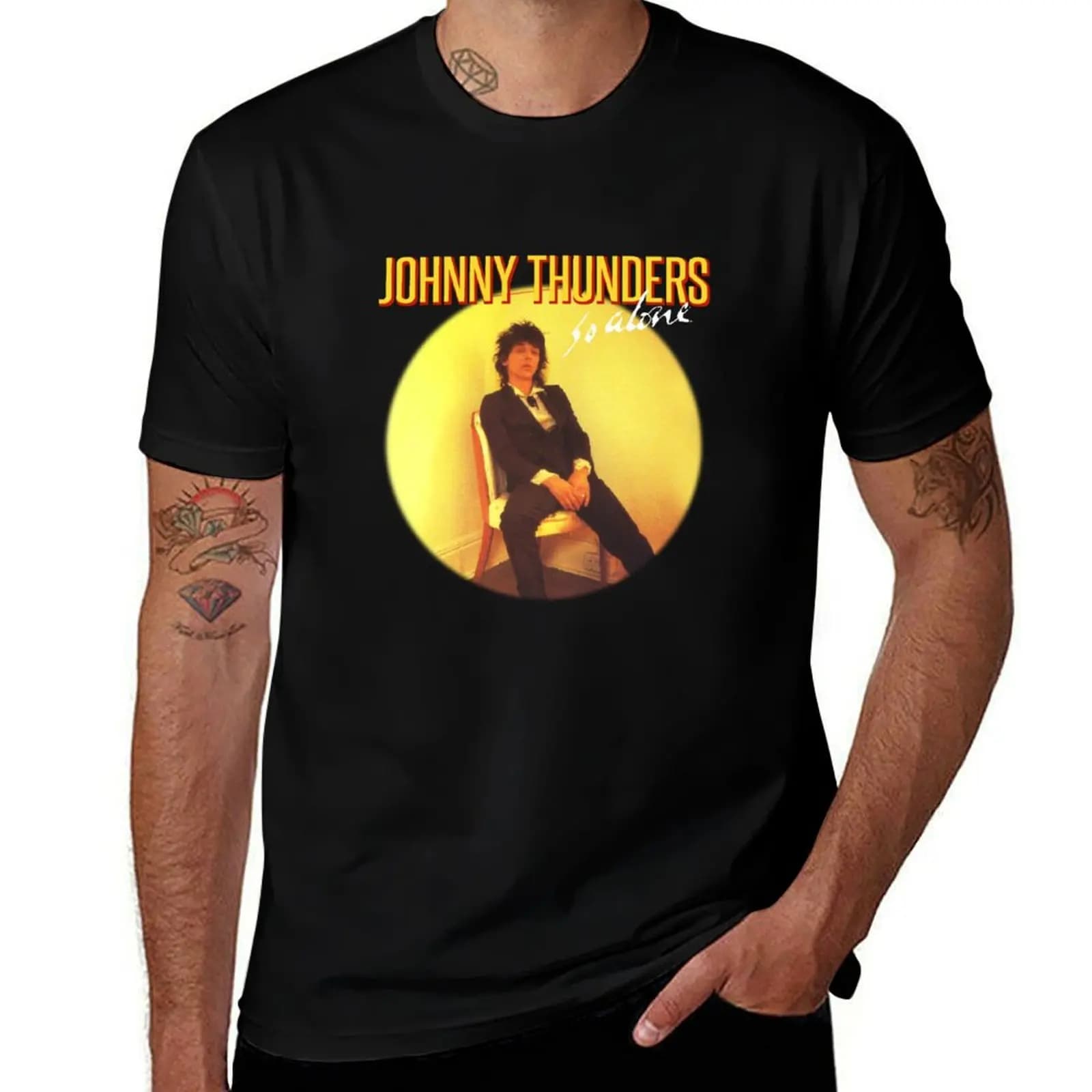 So Alone Johnny Thunders T-Shirt Vintage Print Crew Neck Tee T-Shirt
