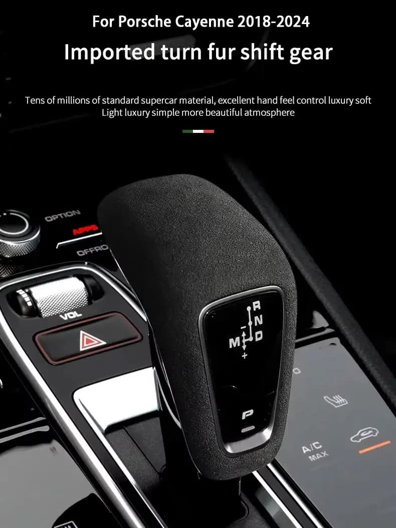 Car Interior Suede Gear Shifter Knob Cover Transmission Handle Lever Trim For Porsche Cayenne 2018 2019 2020 2021 2022 2023