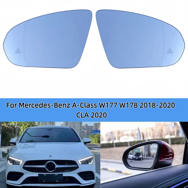 For Mercedes-Benz A-Class W177 W178 2018-2020 CLA 2020 Heating Function Parallel Blind Spot Auxiliary Lens Car Rearview Mirror
