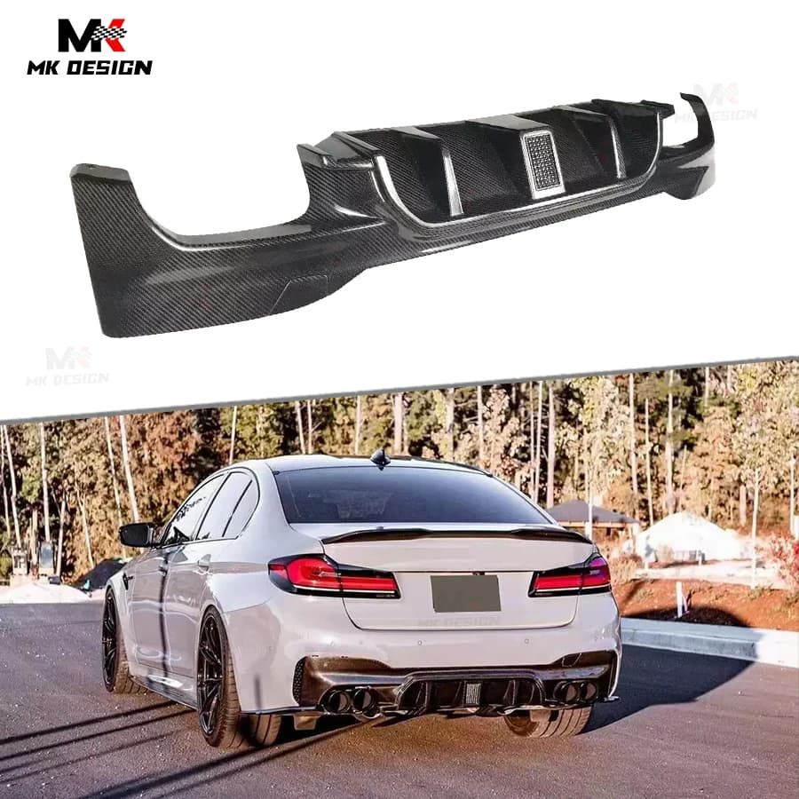 Carbon Fiber Rear Diffuser W/ LED Light for BMW 5 Series G30 G38 F90 M5 2017-2020 Rear Bumper Lip Diffuser Auto Parts