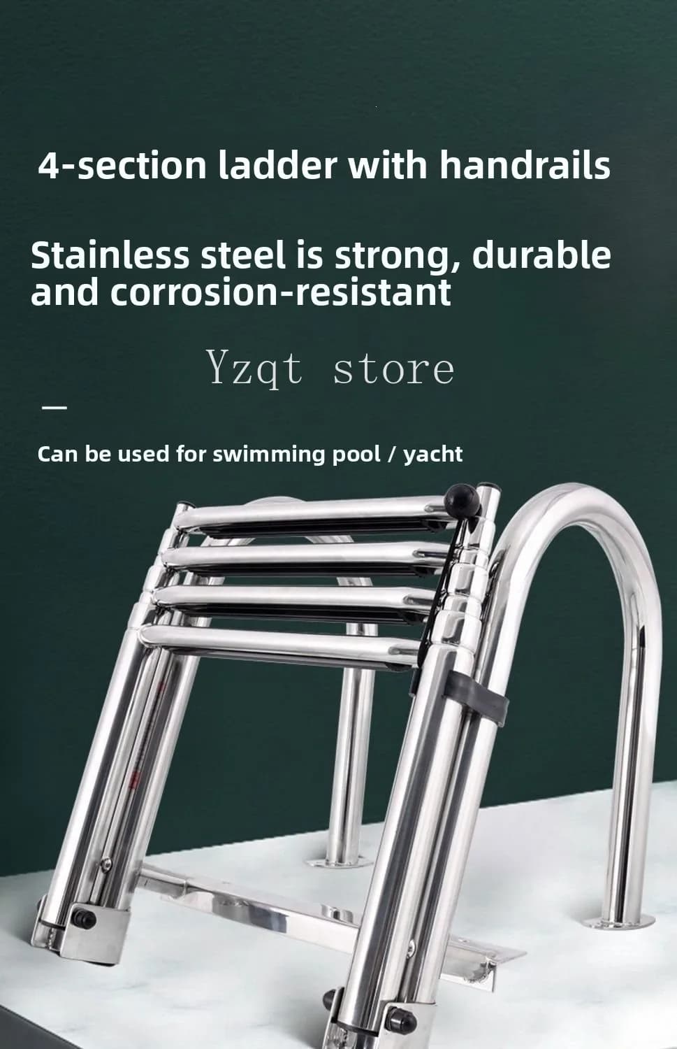 Marine hardware accessories Stainless steel folding ladder Telescopic 4-section hanging ladder with handrails Launch ladder