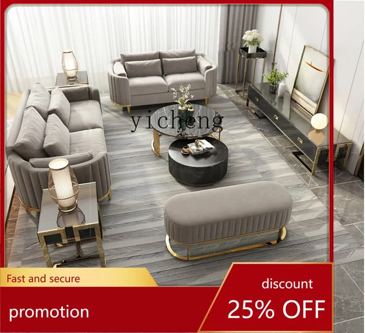 CZ Velvet Fabric Sofa for Home Use, Modern Simple Living Room Double or Triple Seater Leisure Sofa