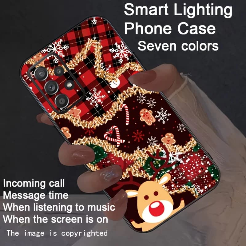 Christmas Colorful Voice Controlled LED Luminous Phone Case For Xiaomi Redmi Note 11 12 13 14 Pro 4G 5G POCO F4 F5 F6 F7 X7 Pro