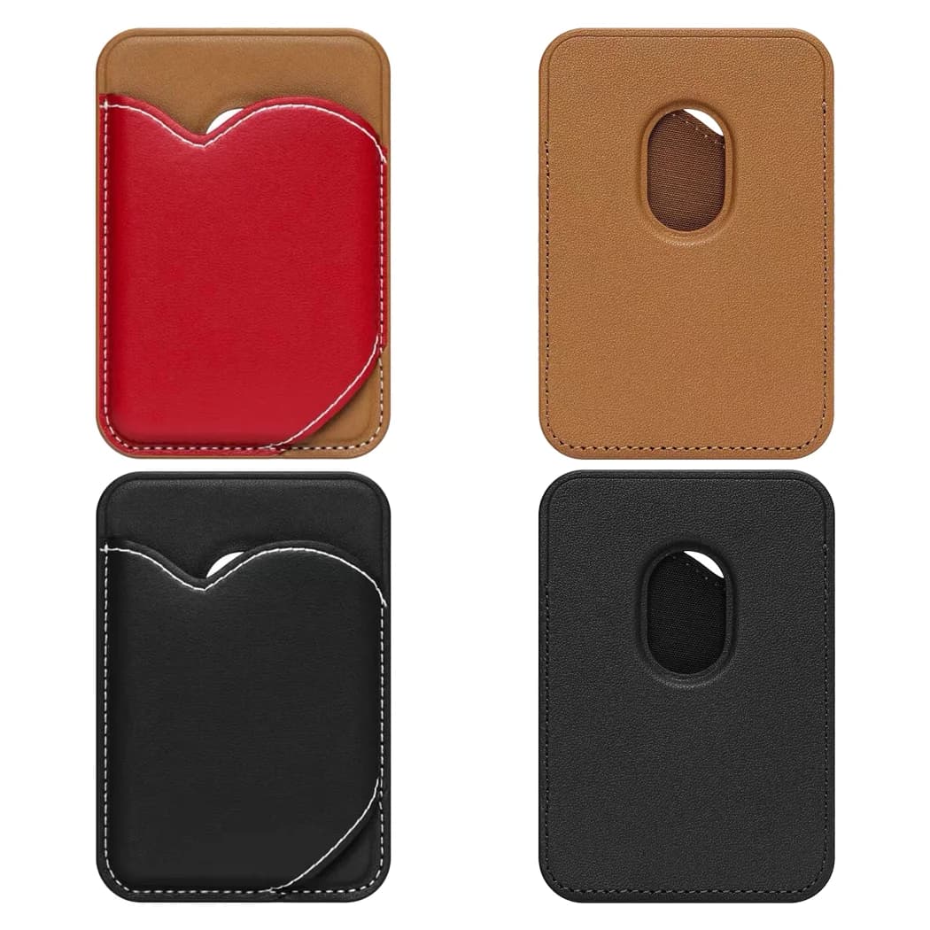 Red Black Heart PU Leather Card Holder Magnetic Card Case for iPhone 12 13 14 15 16 17 Pro Max for Galaxy S25 Ultra