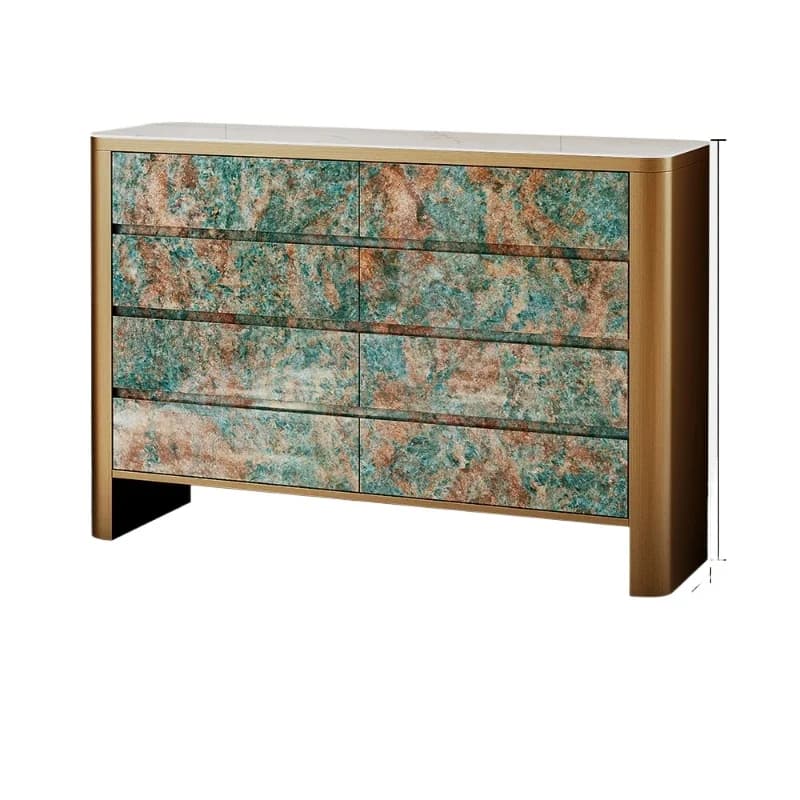 LMM Light Luxury High-End Bedroom Bedside Storage Cabinet Living Room Wall-Against Solid Wood Five-Drawer Chest