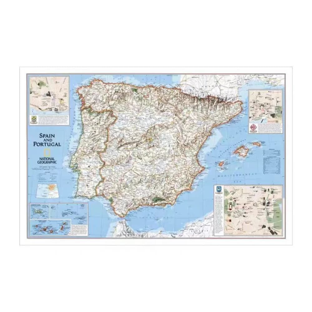 Portugal and Spain Map Wall Art Posters Home Decoration Prints High-quality Cotton Canvas Painting For WALL, Gift for Traveler