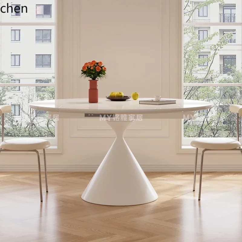 b11-7.1 rock slab dining table light luxury variable round table rotating and retractable modern simple folding round table