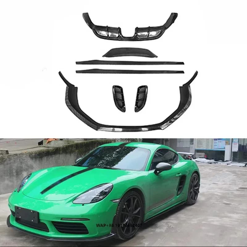 Front Rear Lip Diffuser Side Skirt Carbon Fiber Fibre Body Kit forPorsche 718 Boxster Bodykit