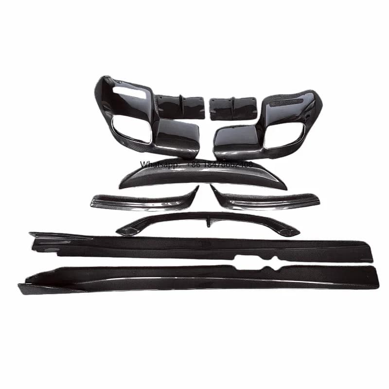 Factory Supplied Carbon Fiber RZ Style Front Bumper Edge Rear Diffuser Side Skirts Rear Spoiler for  F12 Body Kit