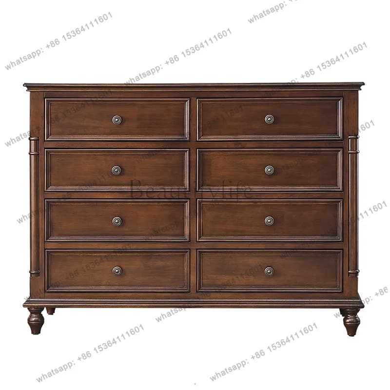 American five-bucket bedroom full solid wood storage cabinet living room decoration storage cabinet