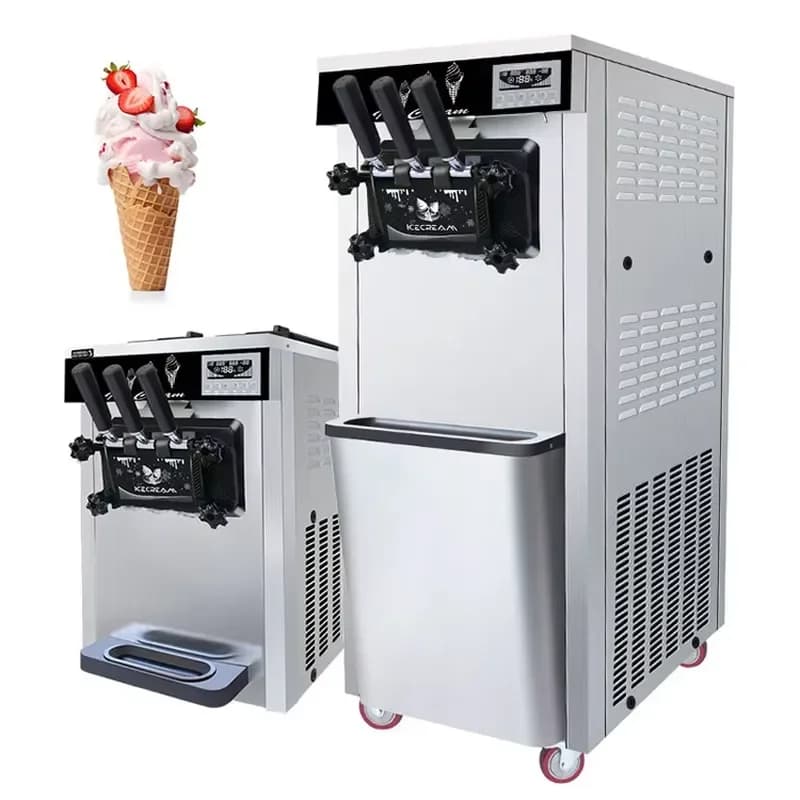 Commercial 220V/110V Automatic Soft Serve Ice Cream Maker New Home Three Flavors Soft Ice Cream Machine