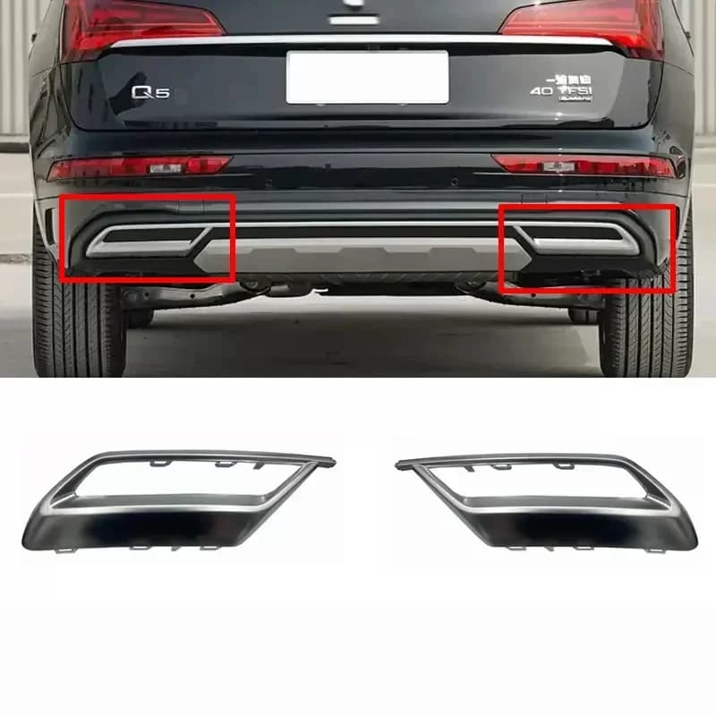 Auto Chrome Rear Exhaust Muffler Tail Throat Pipe Cover Trim Replacement For Audi Q5 2023 2024