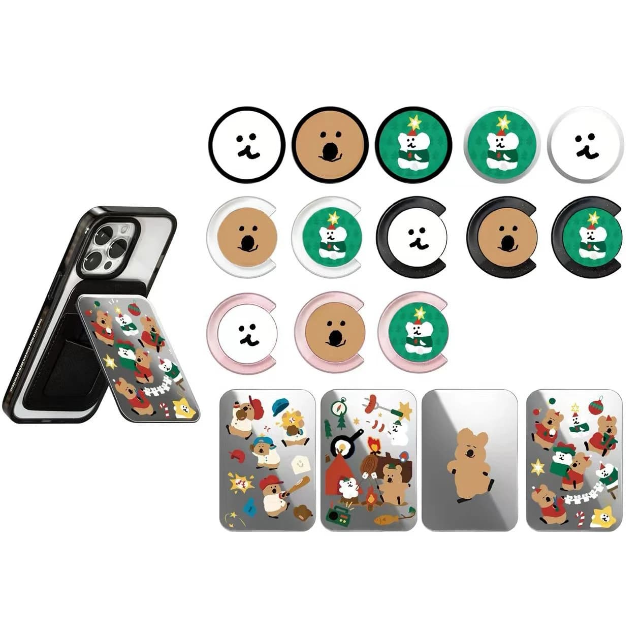 Christmas Bear Cartoon Magnetic Phone Grip Phone Stand for IPhone Holder Mount Support for Galaxy Mobile Phone Accessories