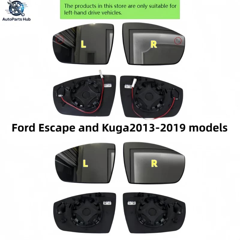 earview mirror lens glass with heating and blind spot monitoring functions, compatible with Ford Escape and Kuga2013-2019 models