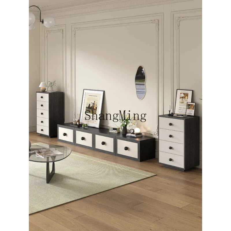 SM modern simple living room solid wood TV cabinet combination multi-functional side few retro bedroom chest