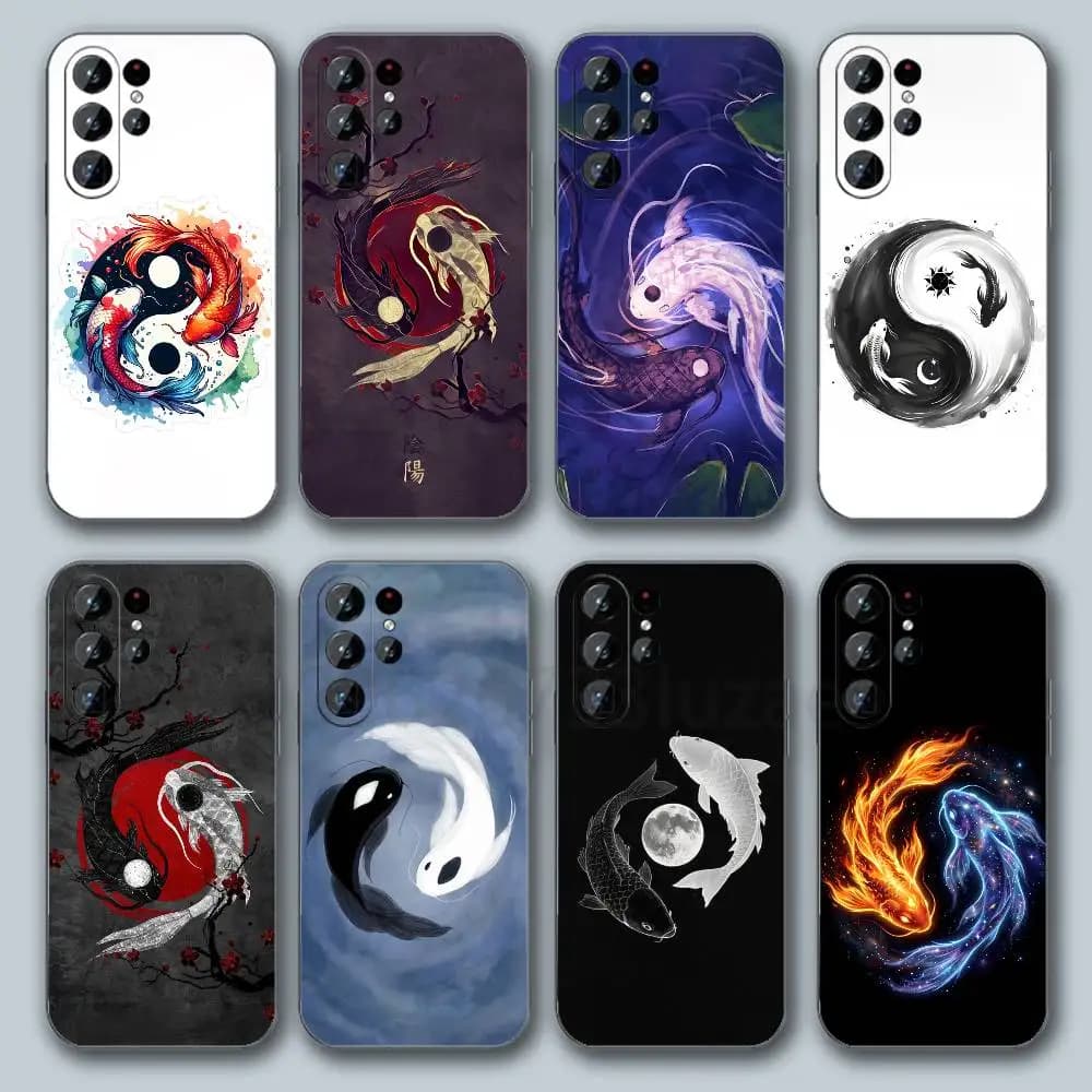 Koi Fish Yin Yang Art For Samsung Galaxy S26 S25 S24 S23 S22 S21 FE Plus Ultra Cover TPU Shockproof Phone Cover S 25 24 23 22