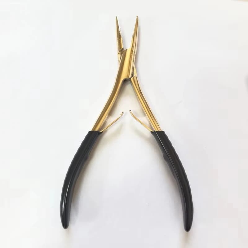 Professional Stainless Steel Flat Head Toothed Hair Extension Pliers for Salon Hair Tools