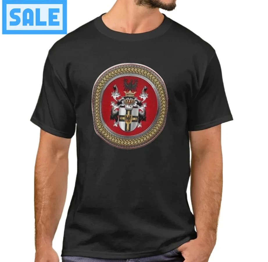 German House of Saint Mary in Jerusalem Teutonic Order Coat of Arms T-Shirt 100% Cotton O-Neck Short Sleeve Casual Mens T-shirt