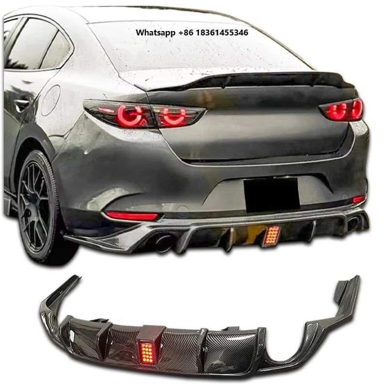 For 20-24  3 Rear Diffuser Body Kit  3 Rear Lip Spoiler with Light Carbon Pattern Rear Spoiler