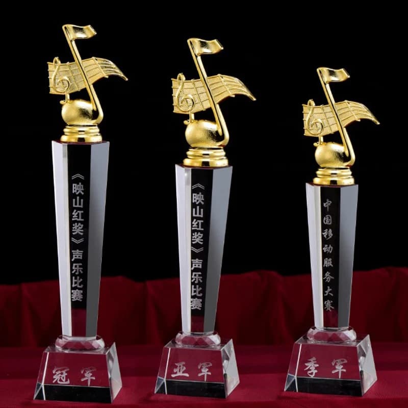 1pc DIY Customization Note Crystal Trophy American Music Awards Best Composer Honor Musical Soirée Souvenir Gifts Free Custom
