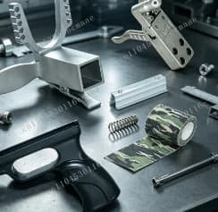 DIY Slingshot Modification Parts, 25x25mm Stainless‑Steel Release Trigger, Sliding Module & High Elastic Rubber Band Accessories