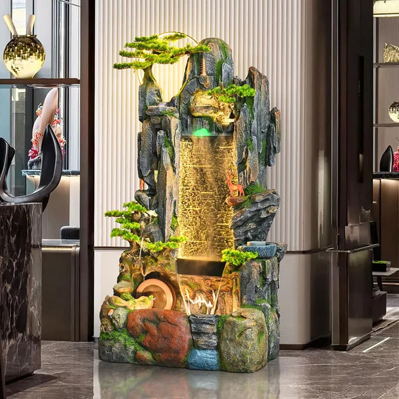 Chinese rockery flowing water ornament circulating water living room courtyard floor water curtain, landscape decoration, gifts