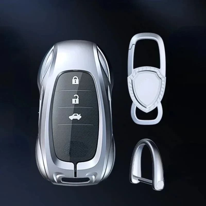 For Toyota Hanrada Prado CHR Zinc Alloy Silver Car Key Protection Shell Smart Remote Key Cover Trim Interior Accessories