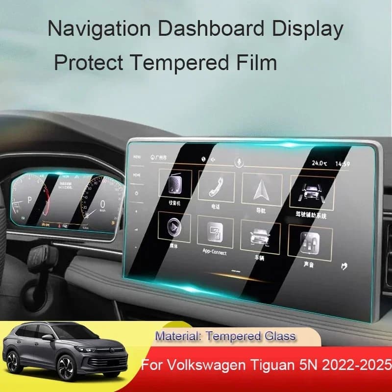 For Volkswagen Tiguan 5N 2020-2025 Car GPS Navigation Screen Protect Tempered Film Auto Dashboard Display Sticker Accessories