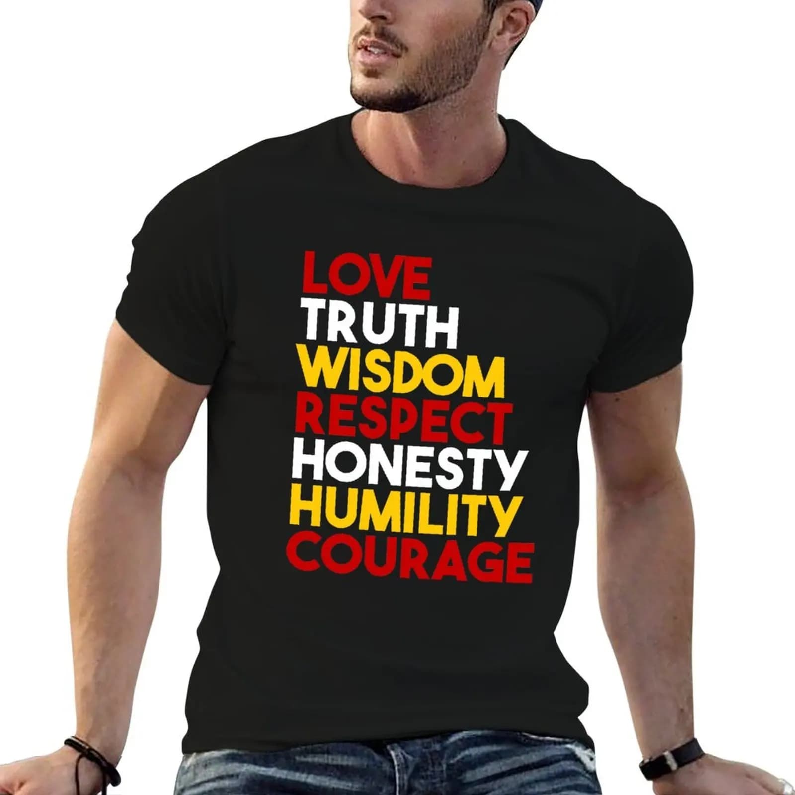 Seven Teachings Four Directions Ojibwe Indigenous WAWEZHI CANADA T-Shirt funny meme t-shirts clothes t shirt men 100℅ cotton