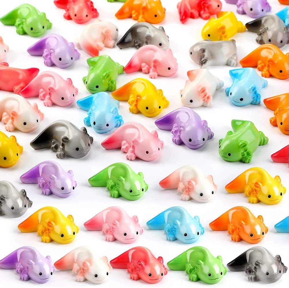 Mini Resin Axolotl Figurine Tiny Axolotl Animal Figurines Charm Ornament for DIY Craft Dollhouse Ornament Plants Decorations