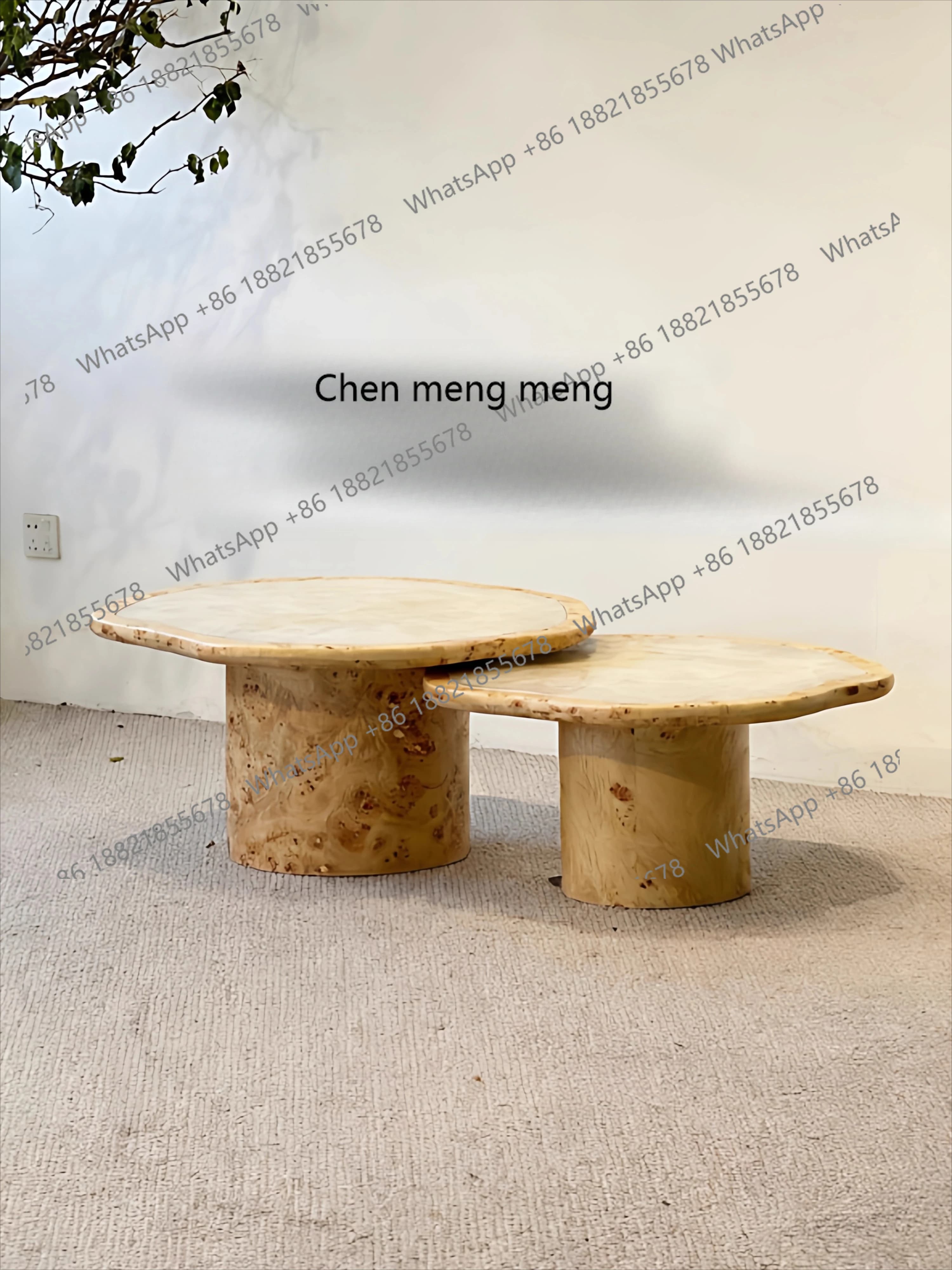 Medieval, household, solid wood and jade coffee table combination retro art special-shaped coffee table