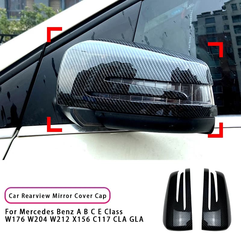 2PCS Carbon Fiber Car Rearview Mirror Cover For Mercedes Benz A B C E Class W176 W204 W212 X156 C117 CLA GLA