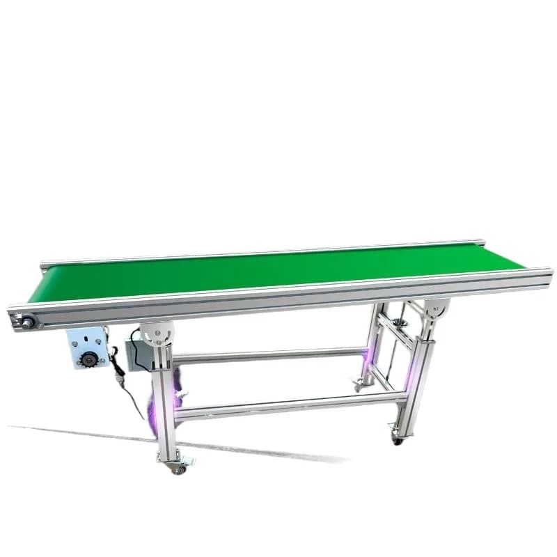Assembly line conveyor belt bracket, with injection molding machine, climbing conveyor